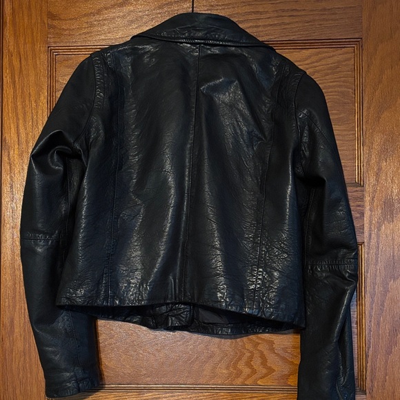 Madewell Washed Leather Motorcycle Jacket with Brass Hardware - Picture 5 of 9